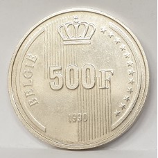 BELGIUM 1990 . FIVE HUNDRED 500 FRANCS . RARE DUTCH LEGEND . KING BAUDOUIN 60TH